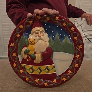 Jim Shore Santa Holding Cat Decorative Plate